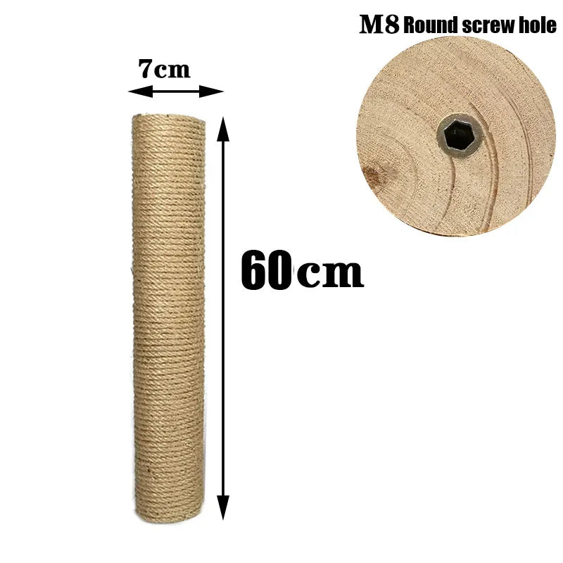 Cat Scratching Post Cat Tree Sisal Solid Wood DIY Cat Climbing Frame Replacement Post Accessories Kitten Toy Tower Scratcher