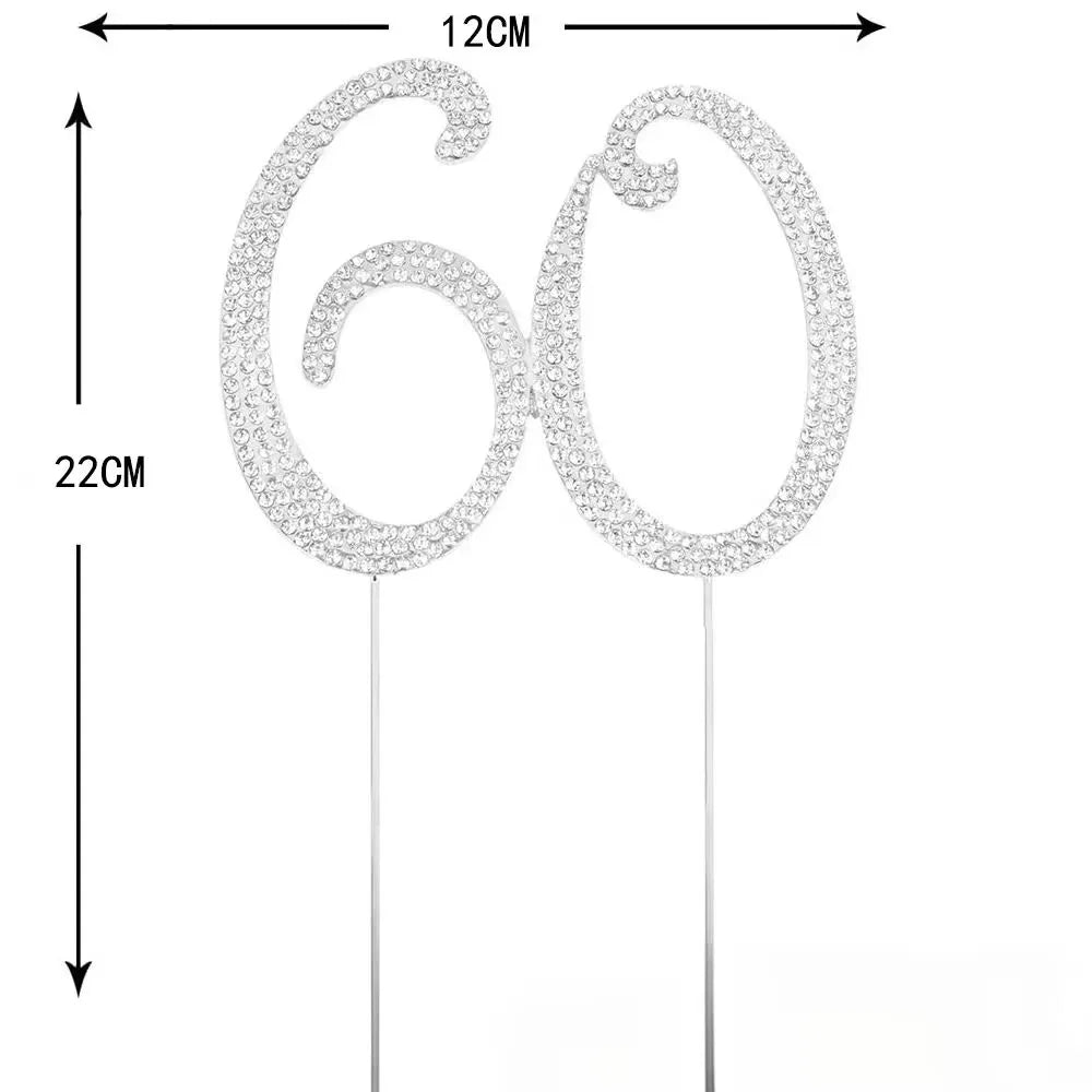 25 Cake Topper Sparkly Crystal Rhinestones Cake Topper Cake Decoration for 25th Birthday Party or or 25th Wedding Anniversary