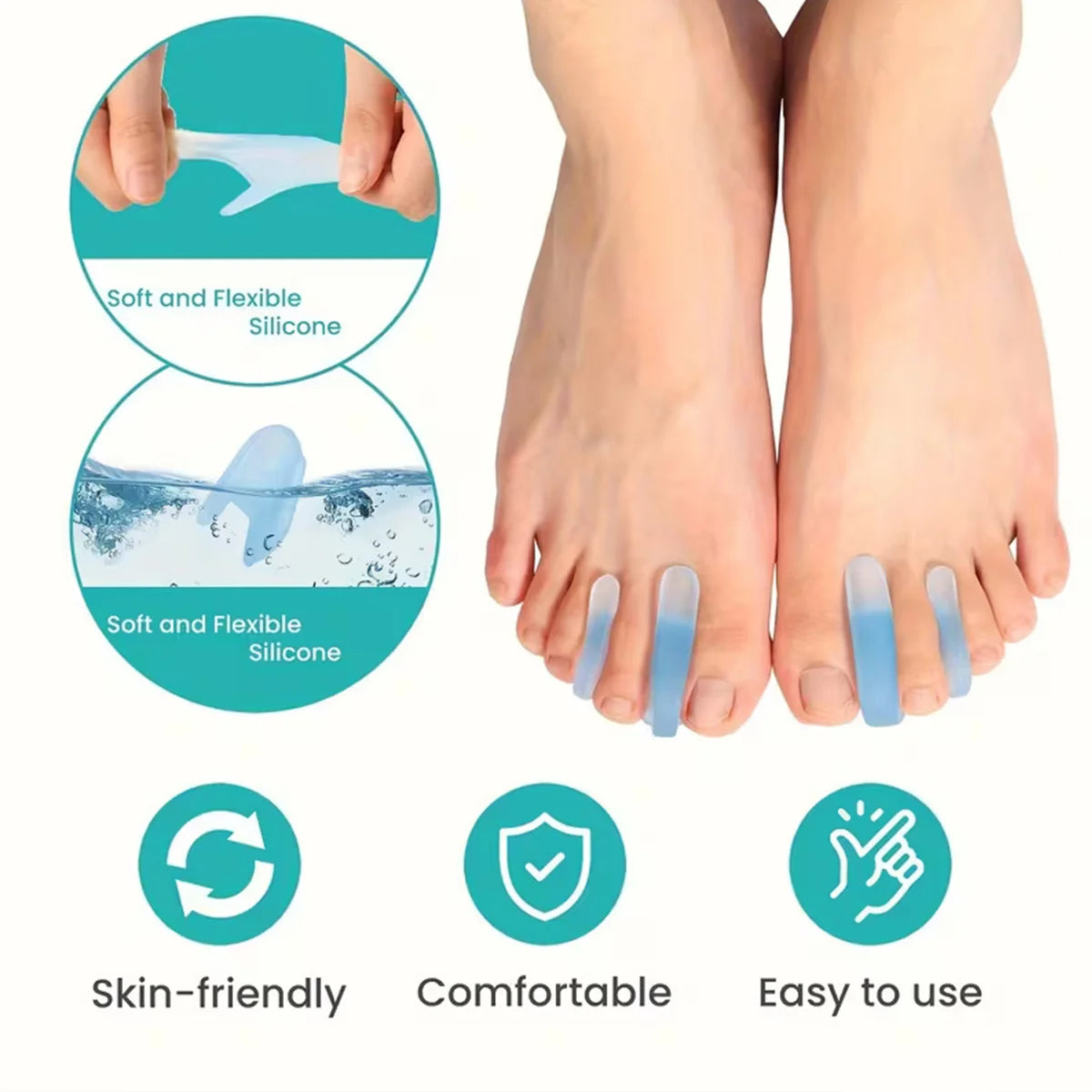 Gel Toe Separators, Suitable for Overlapping Toes, Toe Friction, Blisters, Calluses, Shoe Pressure, Toe Pain,Flared Design(8pcs)