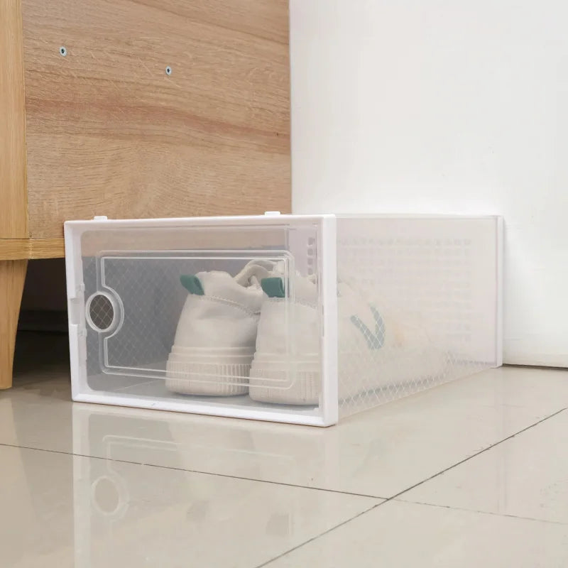 Home Household Home Storage Use 6 Pack Transparent Shoe Box Thickened Foldable Dustproof Stackable
