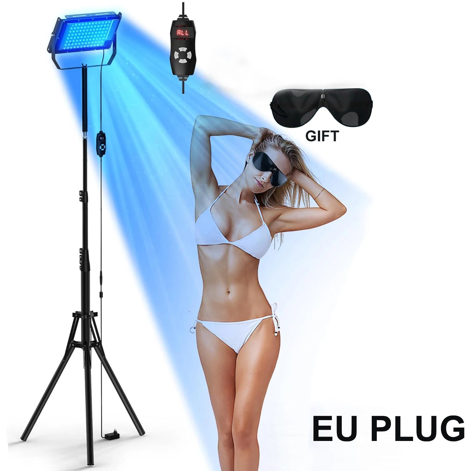 Ultraviolet Tanning Lamp 50W Tripod Solarium Lamp for Tanning Body 96PCS Blue Light Lamp Wavelength 460nm & 480nm Skin Care