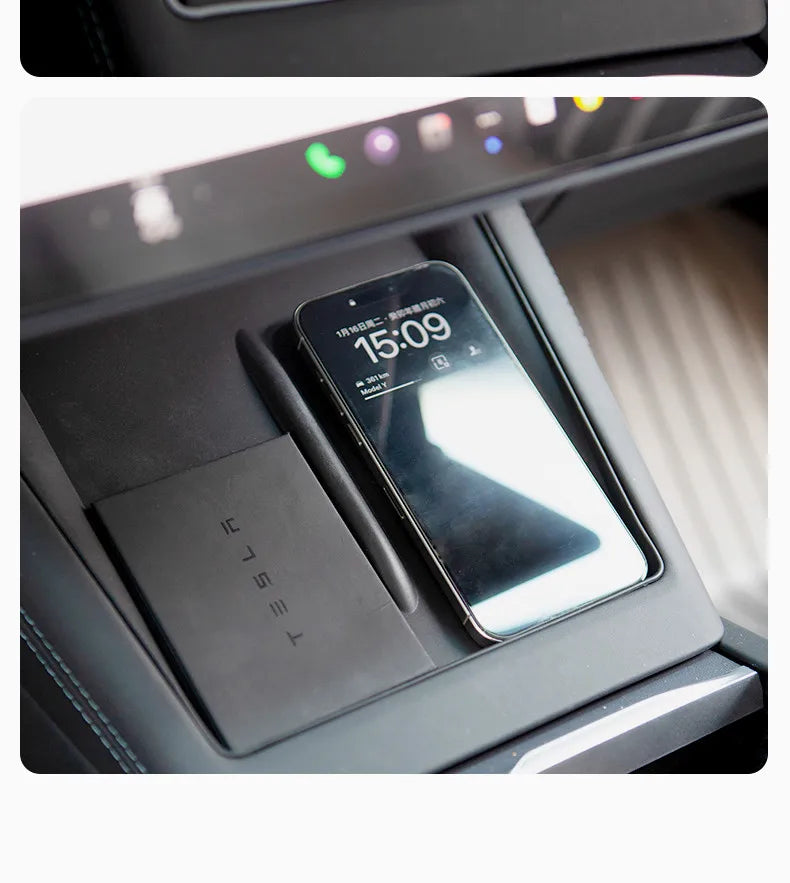 For Tesla Model 3 Highland 2024 Silicone Wireless Charger Pad Center Control Protector Non-slip Mat Car Interior Accessories