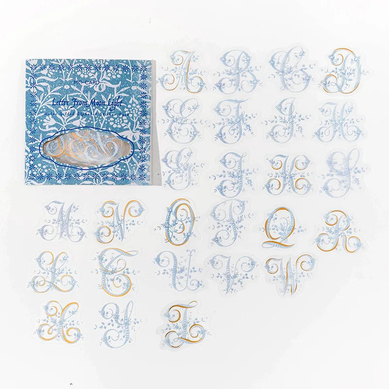 52-Piece Vintage 26 English Alphabet Stickers, Upper & Lowercase Letters with Retro Fonts, Self-Adhesive for Journal Decoration