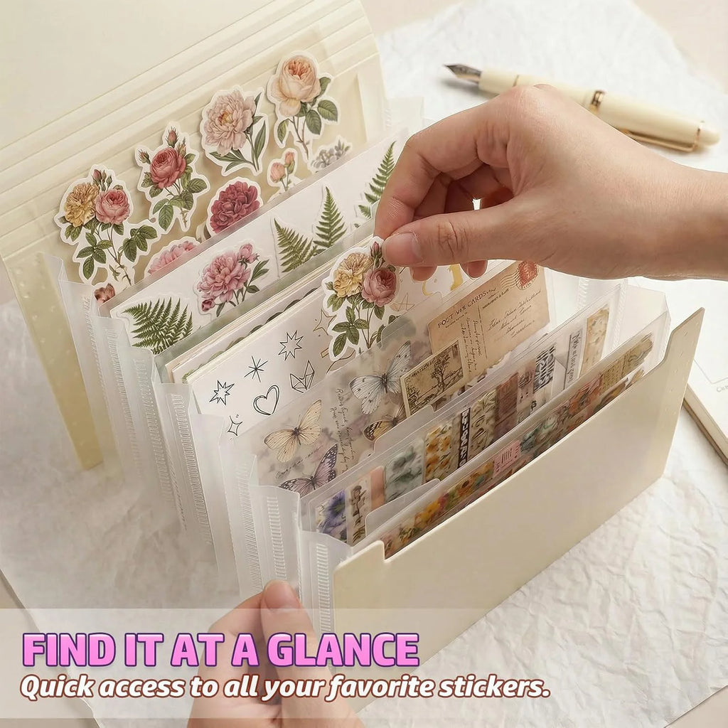 Large Capacity Sticker Storage Organizer 7/13 Expandable Pockets A6