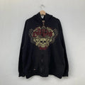 Mens Black Zip Hoodie Skull Print Dark Style Cotton Streetwear Jacket Casual Long Sleeve Pullover Hooded Sweatshirt Graphic