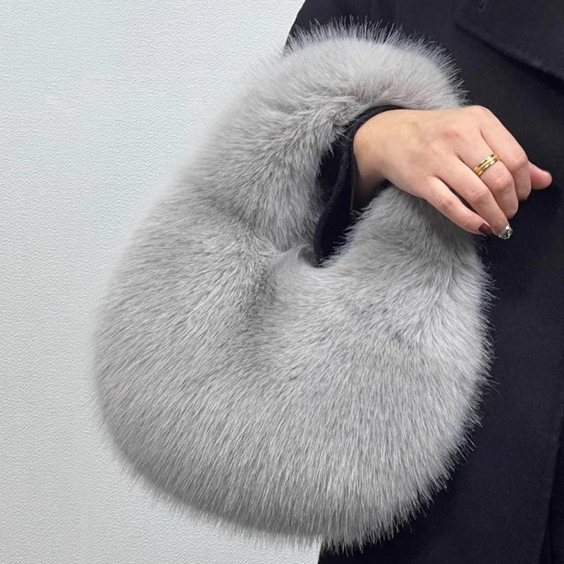 Fashion Soft Plush Half Moon Bags for Women Designer