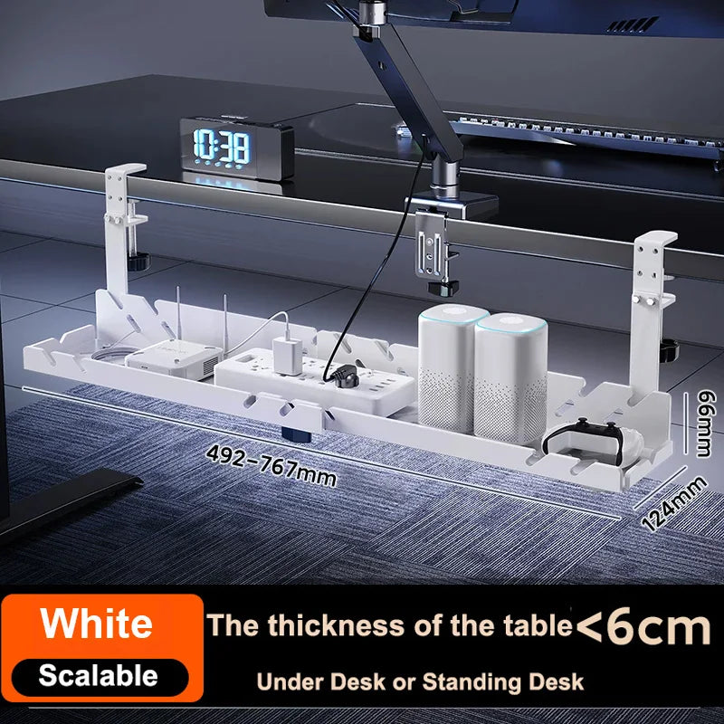 New Multi Functional Shelf Desk Under Table Hanging Metal Cable Holder Kitchen Organizer No-Drill Standing Desk Organizer