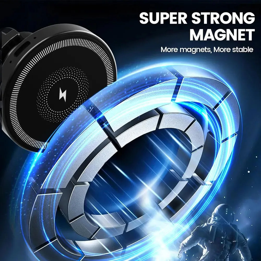Car Magnetic Wireless Charger Air Vent Phone Holder Stand For Magsafe iPhone 17 16 15 14 13 12 Pro Max Air Outlet Fast Charging