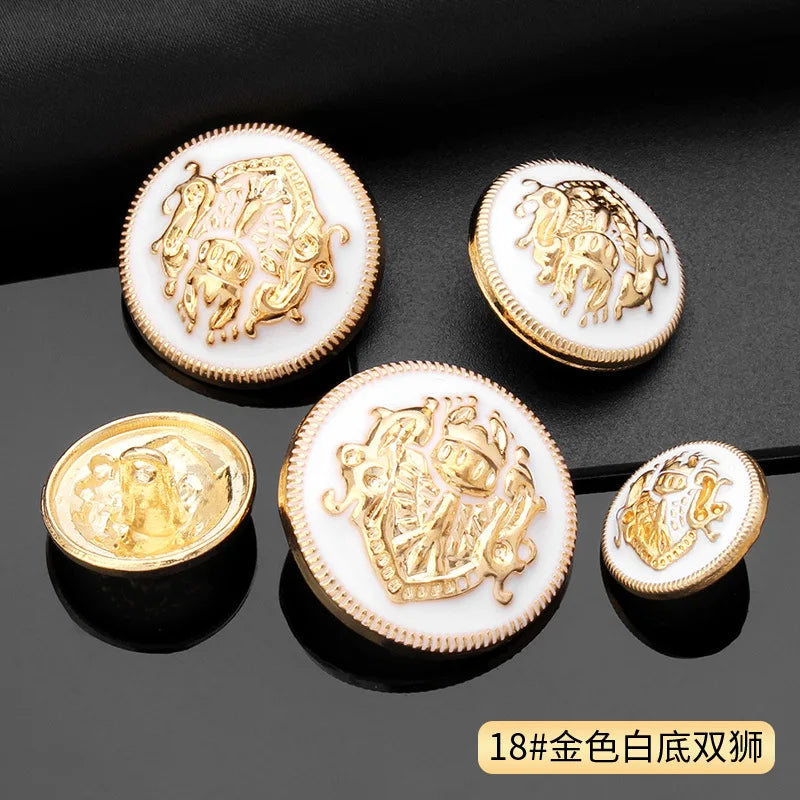 Vintage Gold Black Round Metal Shank Buttons for Diy Craft Handmade Clothing Coat Suit Sweater Scrapbooking Sewing Supplies