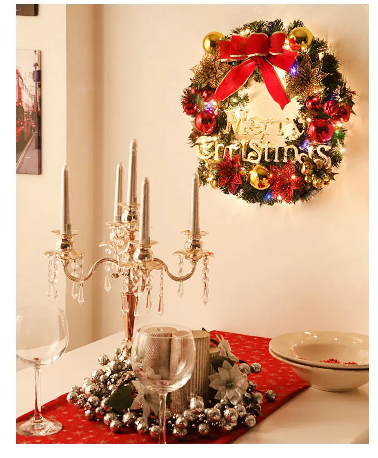 30cm Artificial Christmas Wreath For Front Door Red Bow Bell Christmas Wreath Door Hanging Window Ornaments Christmas Decoration