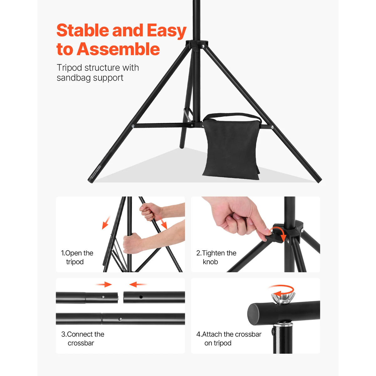 SucceBuy Backdrop Stand Adjustable Photo Backdrop Kit Heavy Duty