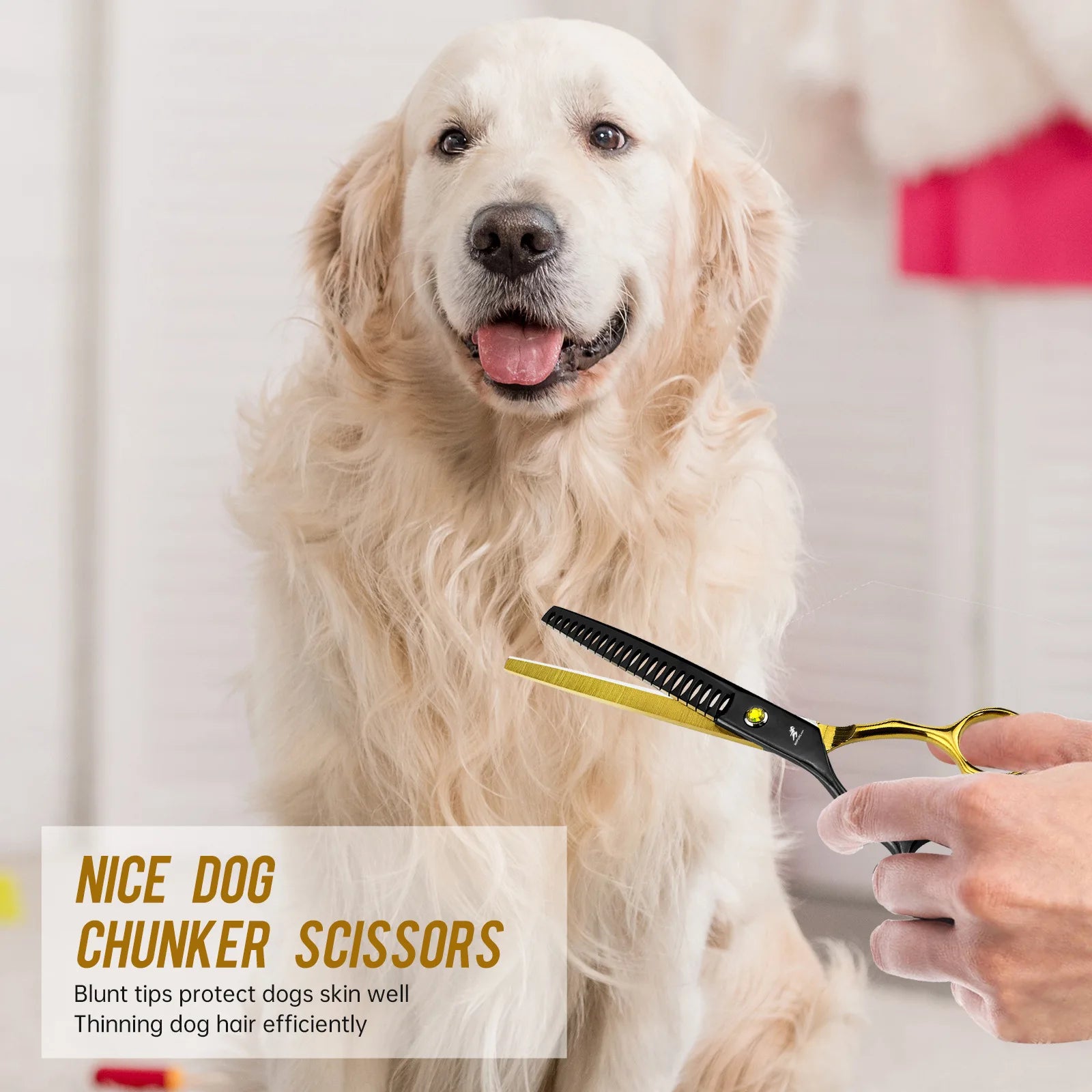 Grooming Scissors Japan Stainless 6.5" Professional Pet Scissors Curved Chunker Scissors for Groomer Bend Down Thinning Shears