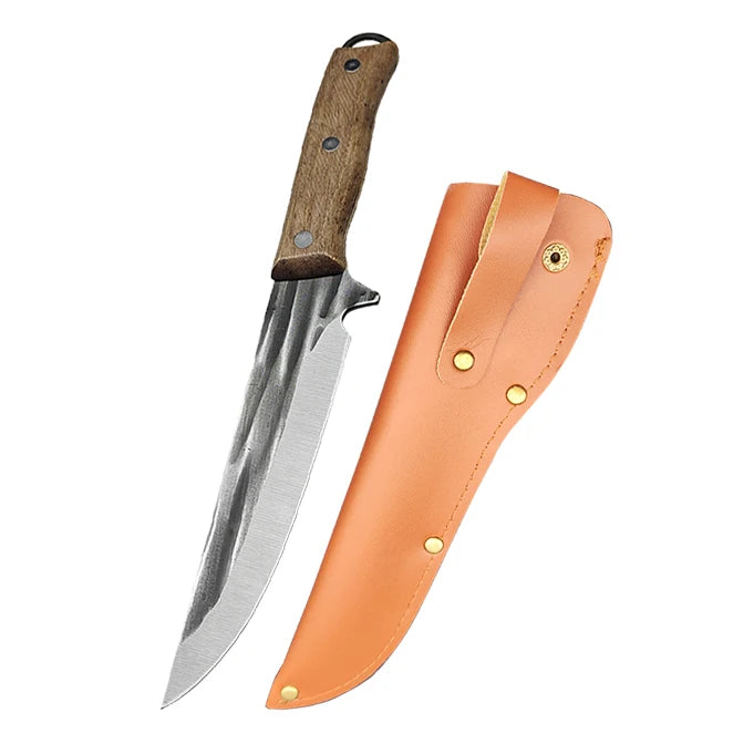 Stainless Steel Boning Knife Forged Kitchen Meat Cleaver Chef Knife Full Tang Butcher Knife Fish Knife with Wood Handle Tools