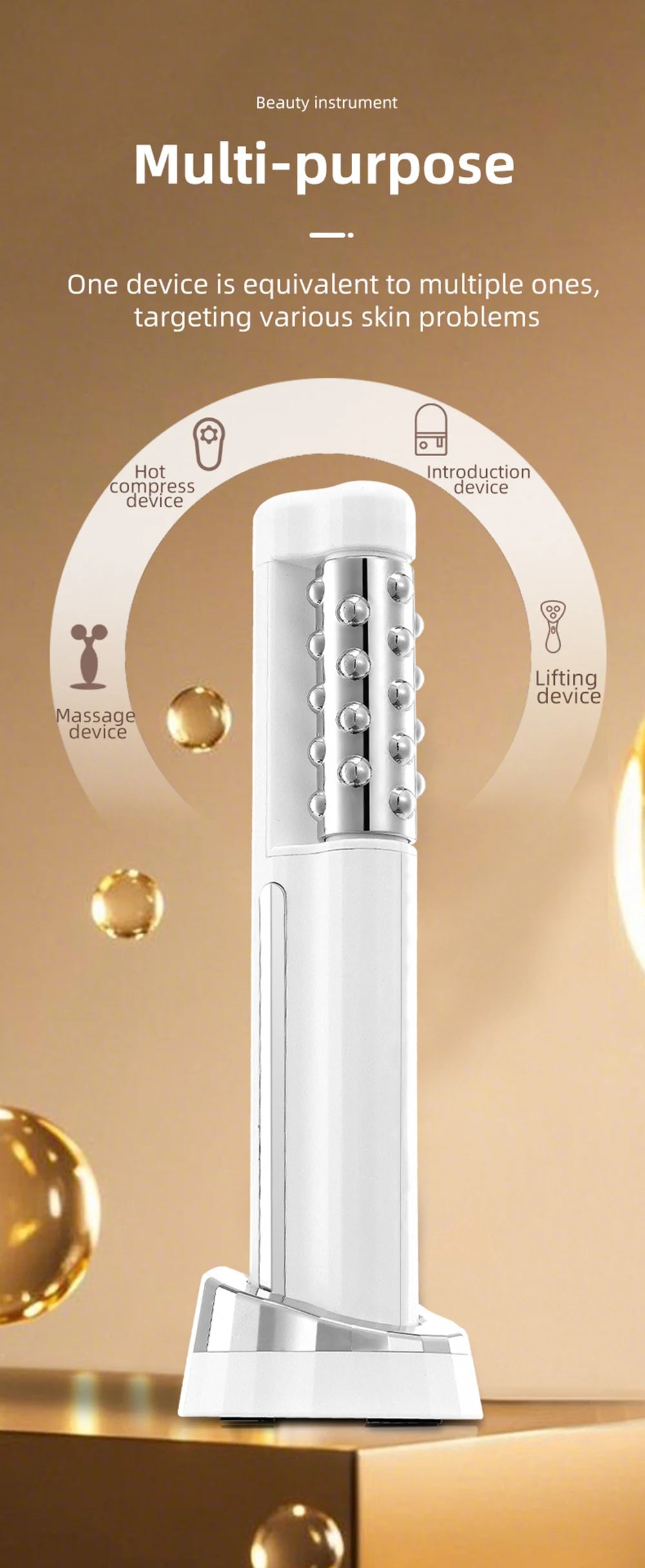New Arrival 3D Electric 360 Rotation Roller Face Lifting Machine Heating Roller EMS Facial Vibrator Body Massager Skin Care Tool