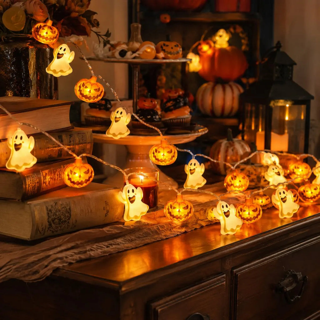 1PC 10/20LED Halloween Ghost &amp; Pumpkin String Lights Mixed