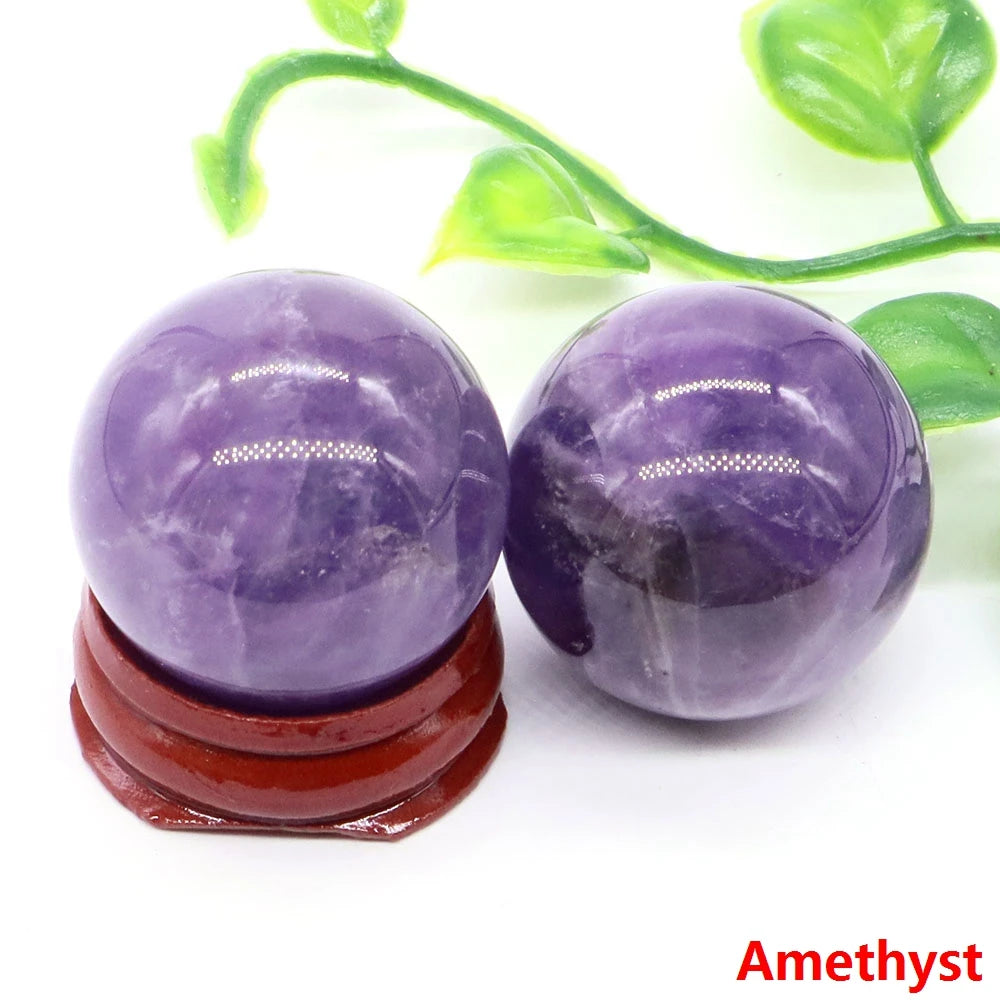 30MM Crystal Ball Natural Reiki Healing Quartz Stone Globe Energy Gemstone Fengshui Sphere Wicca Chakra Massage Home Decor Gifts