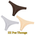 FINETOO 3Pcs Cotton Solid Thongs Women's Panties Sexy Low Waist Comfortable Underwear Female Breathable G-string Soft Lingerie