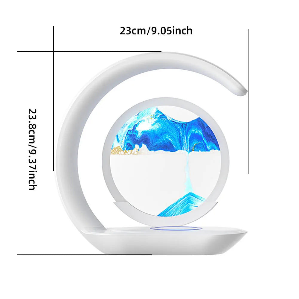15W Wireless Charger with Quicksand Painting Night Lamp Table Top Decoration Fast Charging Station for iphone 16 Pro Max Charger