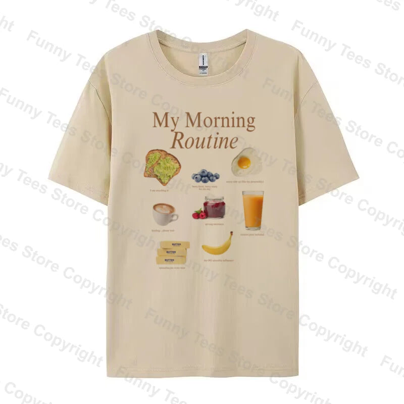 Y2k Aesthetic Breakfast T-Shirts for Women 2026 Summer Oversized Cotton Graphic Tees Cute Foodie Shirt Unisex Fashion Streetwear