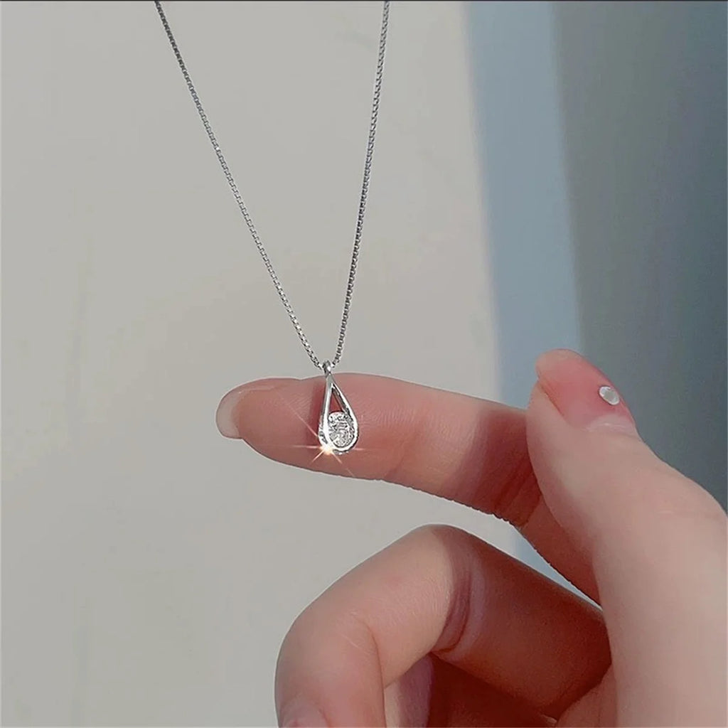 Cool HipHop Teardrop Shape Necklace Personalized Charm Zirconia Pendant Choker Birthday Party Gift Women Fine Jewelry