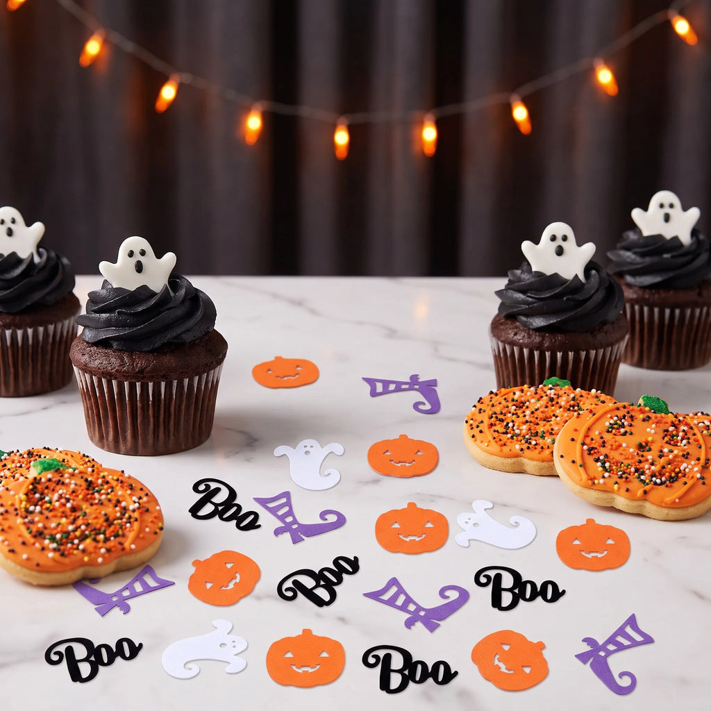 Halloween Paper Table Confetti Pumpkin Ghost Witch Boo Shapes Spooky Table Scatter Halloween Party DIY Craft Home Decor Supplies