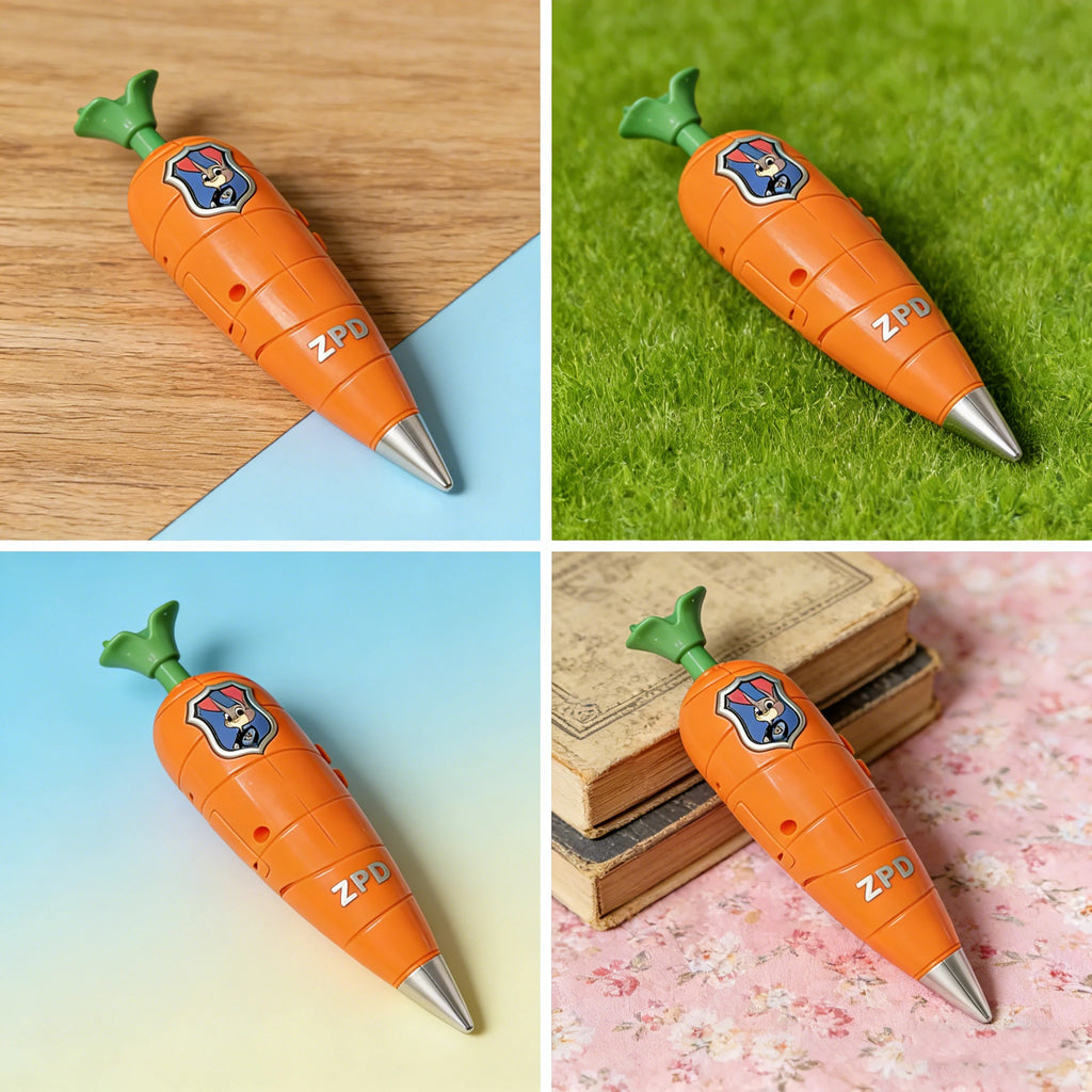 Zootopia 2 Carrot Recorder Pen | Judy & Nick Style for Kids | 60s Mini Recorder | 2-in-1 Gel Pen Stationery