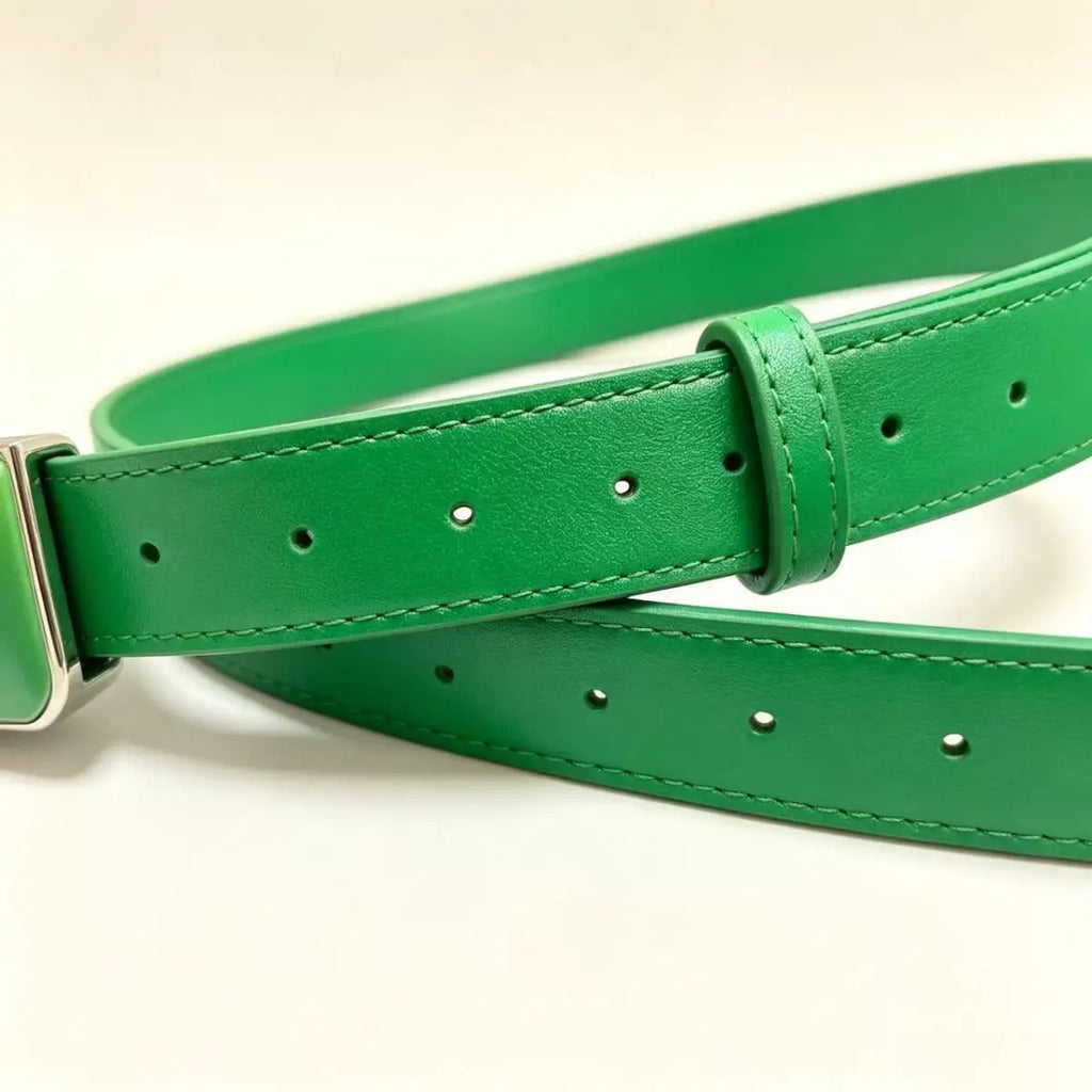 Y2K Unisex PU Waist Belt Retro Computer Pixel Start Button Square