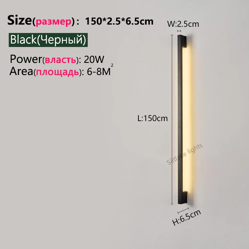 Nordic Modern Long Wall Lamps LED Wall Mount Lamp Indoor Living Room Bedroom Background Wall Light Home Decorative Lamp 90V 240V