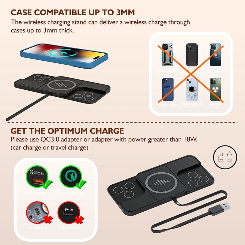 30W Fast Car Wireless Charger Pad for iPhone 15 14 13 12 Samsung Huawei AirPods Phone Non-slip Quick Car Wireless Charging Stand