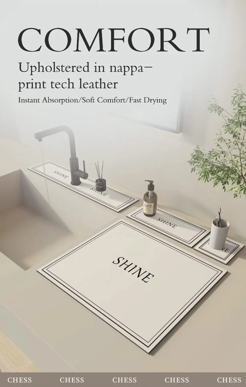 Kitchen Sink Faucet Mat Absorbent Faucet Splash Guard Drain Pad Bathroom Countertop Protector Diatomite Faucet Rug Washable