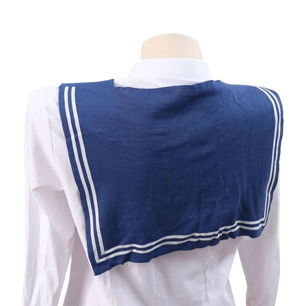 Warm Stripe Knitted Shawl Patchwork Naval Style Blouse Shoulder Fake Collar Korean Style Scarf Accessories Knot Scarf Outdoor