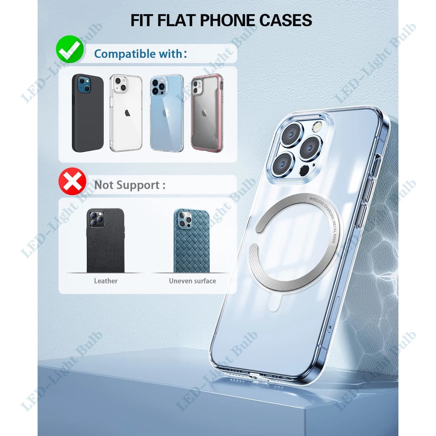 6Pcs for Magsafe Magnetic Plate Ring Universal Metal Sticker Support Wireless Charger Metal Plate Sheet for Magnet Car Holder