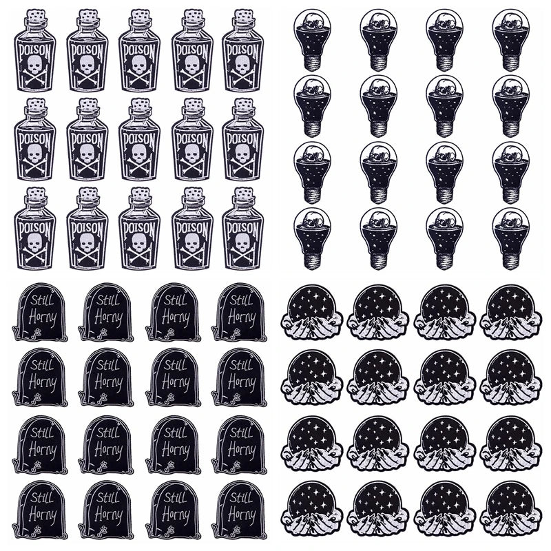 Prajna Wholesale 10PCS Punk Skull Patch For Clothing Skeleton Patches On Clothes DIY Fusible Patch Applqiues Embroidered Pacthes