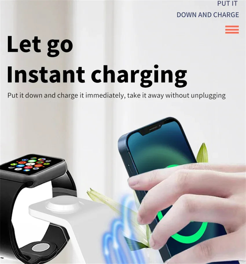 3 in 1 Wireless Charger Stand Fast Charging Dock Station for iPhone 15 14 13 12 11 X 8 Apple Watch 8 7 6 iWatch Airpods Pro