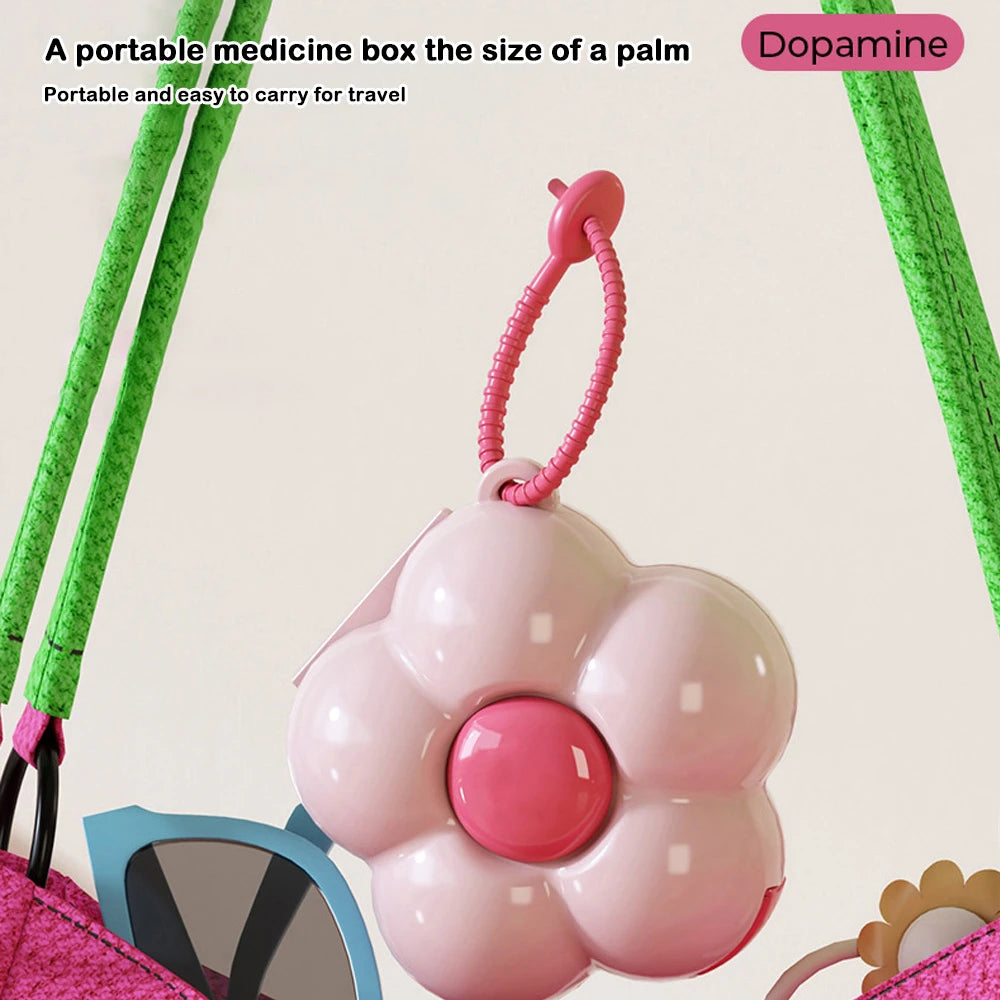 Cute Flowers Storage Box Pendant Dopamine with Dividers Jewelry Case Waterproof Plastic Medicine Box Travel