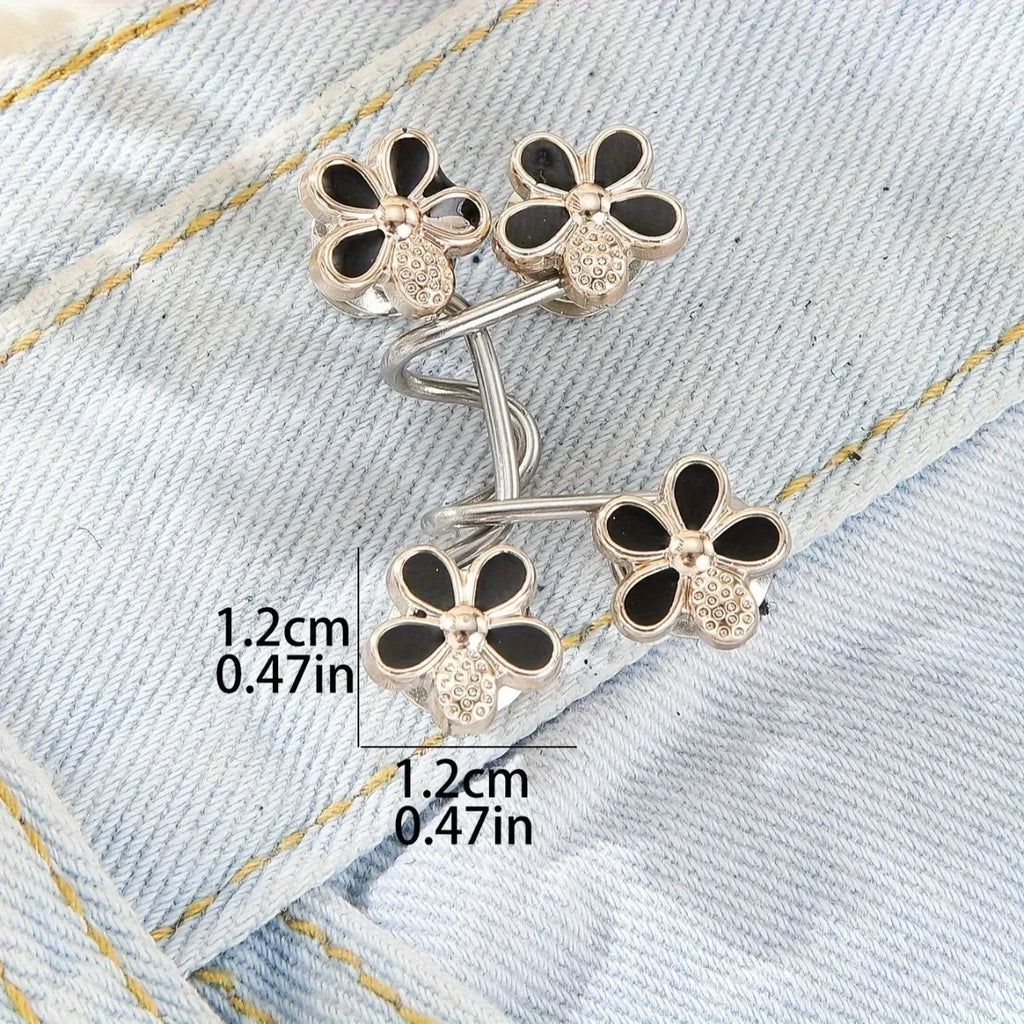 2/1Pairs Flowers Buckle Pant Waist Tightener Detachable Waist Buttons Pins Belts Accessories Pants Clips No Sewing Waistband