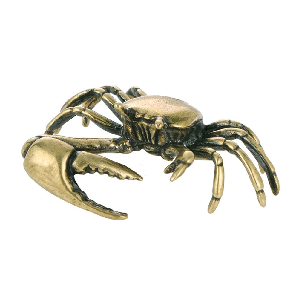 Pure Brass Crab Figurines Mini Animal Statue For Office Desk Living Room Antique Animal Miniature Figurines Home Decor