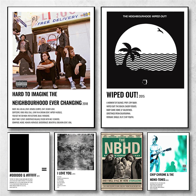 Vintage The Neighbourhood Wiped Out Album Music Cover Minimalist  Art Poster Canvas Painting Wall Prints Picture Room Home Decor