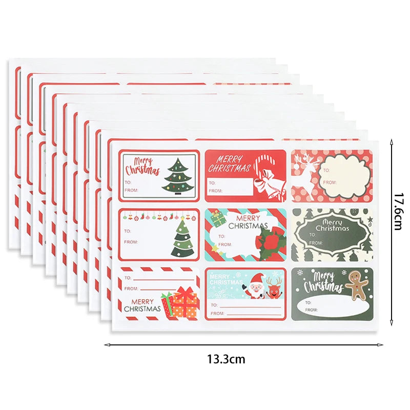 90pcs/10sheets Christmas Stickers,Writeable "To/From" Labels For Christmas Gifts,Envelope Sealing, Party Favors Decor,Diy Crafts