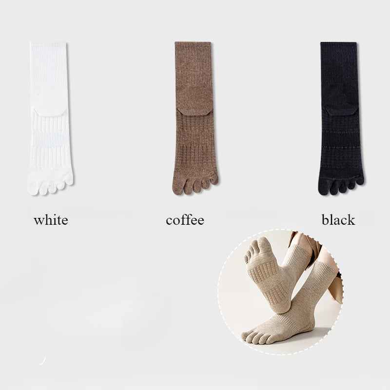 3 Pairs Five Finger Socks Men Anti-slip Sports Athletic Crew Socks Men High Quality Cotton Toe Socks Basketball Middle Tube