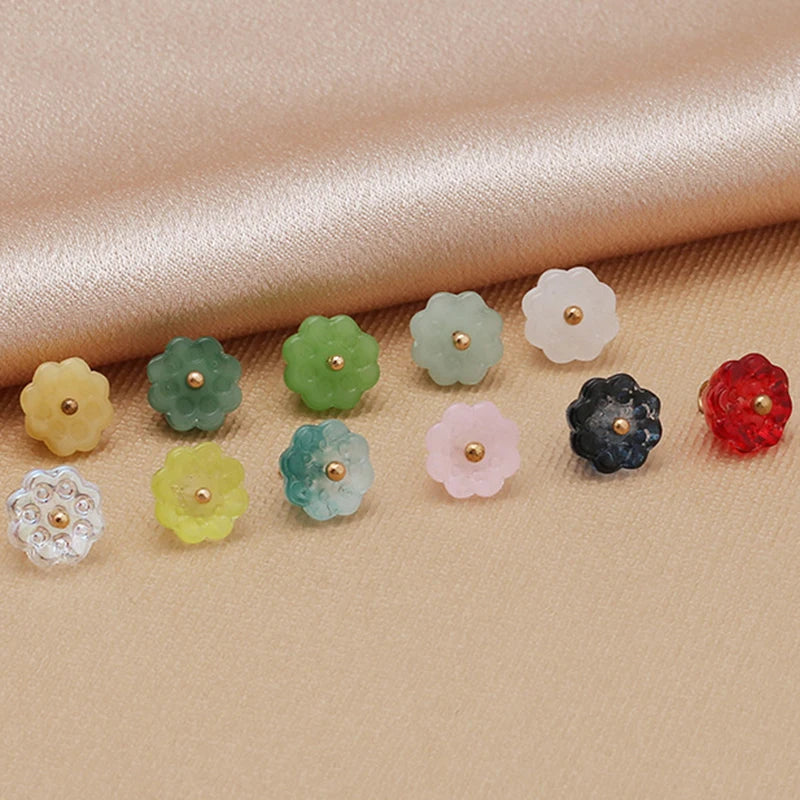Glass Imitation Jade Mushroom Buttons Exquisite Retro Shirt Button Buckles for Cheongsam Cardigan Decor Sewing Scrapbooking