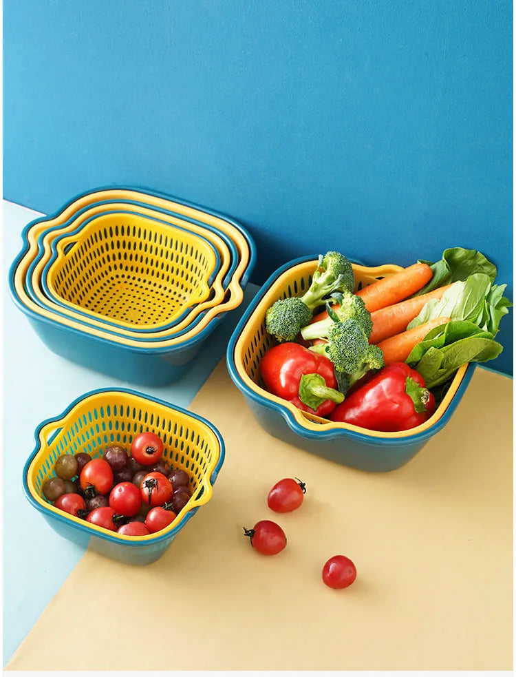 8PCS Kitchen Sink Vegetable Drainer Fruit Basket for Multifunctional Stackable Fruit Washing Basin Vegetable Drain Basket Basin