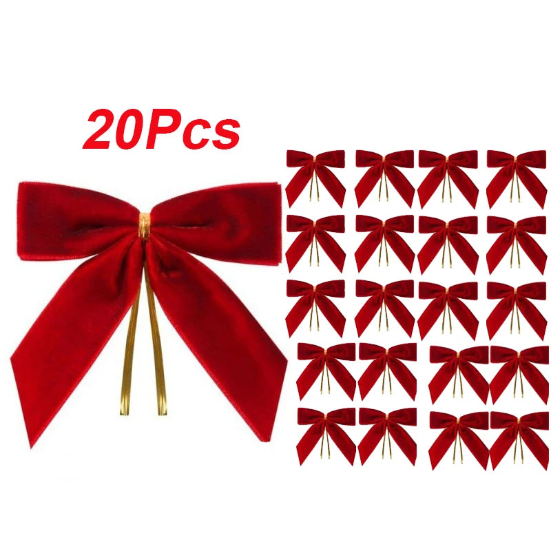 10/20Pcs Velvet Bows For Christmas Tree Decor Wreath Garland Velvet Bow With Twist Tie Christmas Velvet Bows Christmas Holiday