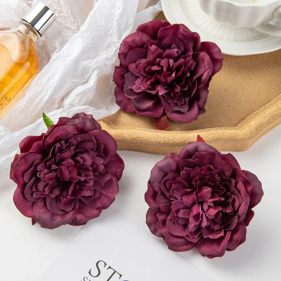 5/10Pcs Silk Dahlias Artificial Flower Home Decor Wedding Diy Rose Arch Christmas Garland Material Fake Peony Bridal Accessories