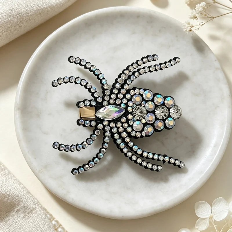 Halloween Rhinestone Spider Hair Clip Gothic Dark Side Bang