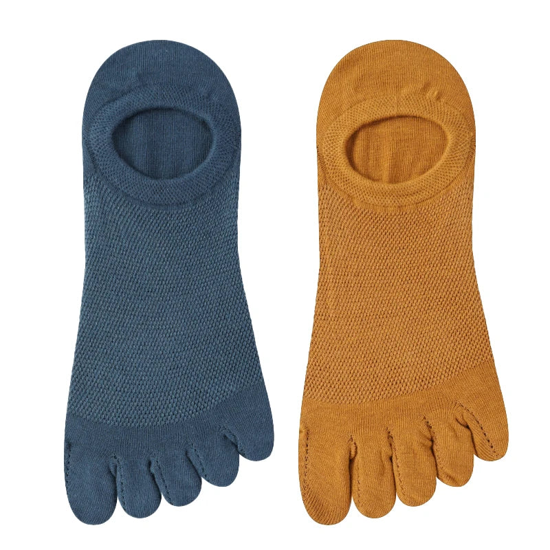 2 Pairs/Lot Men's Cotton Toe Crew Socks High Quality Breathable Sports Running Ankle Cotton Short Five Fingers Socks