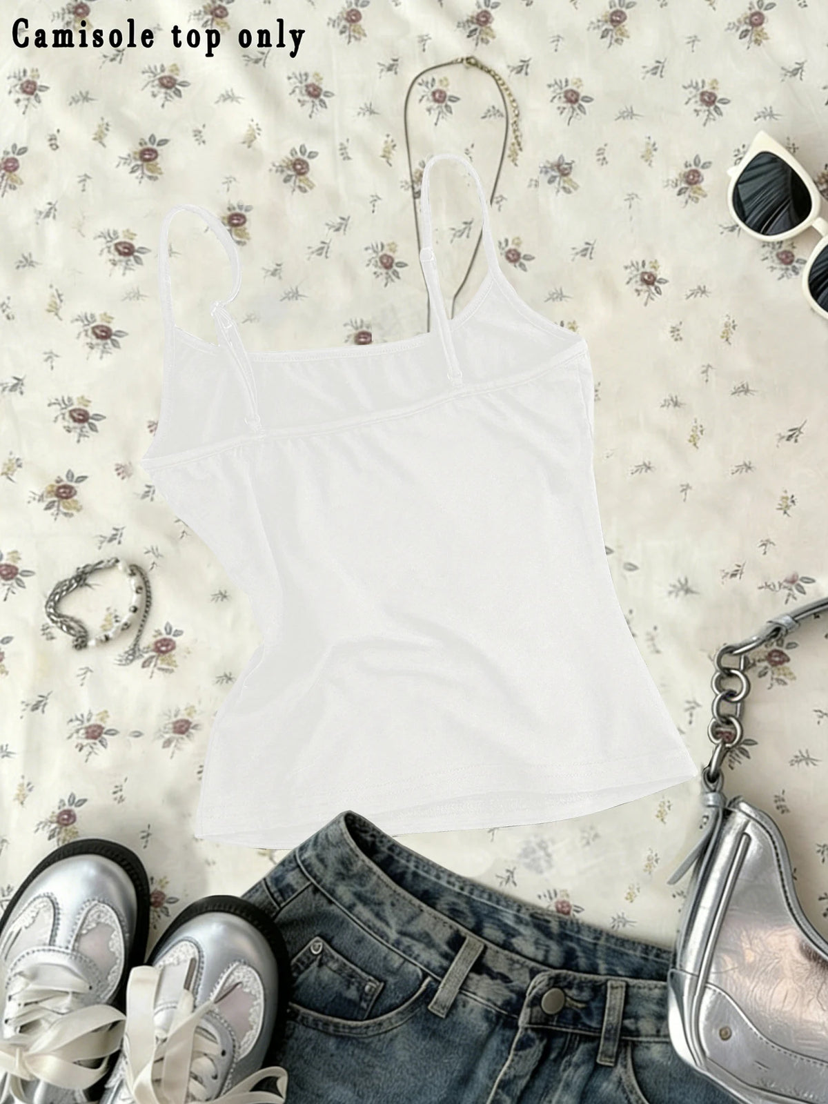 Y2K Fashion Print Camisole Adjustable Shoulder Straps Top 220g/m²