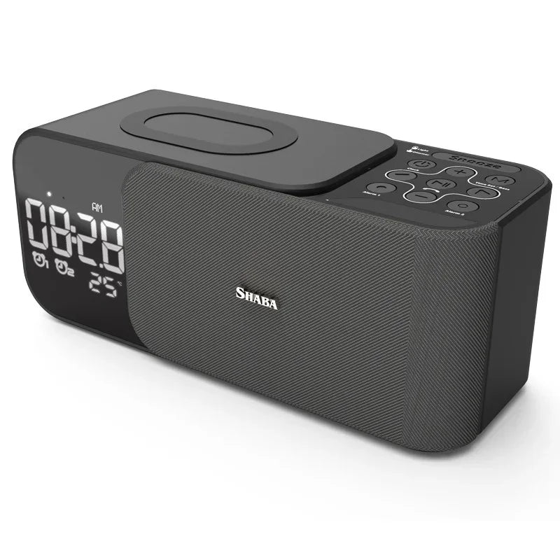 WD-500 Digital Led Mirror Alarm Clock Night Light Led Bluetooth Speakers with Wireless Charger Stereo Speakers