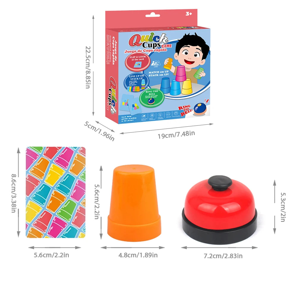 54 Cards, 12 Cups, 1 Bell Game Set, Puzzle Competition, Stacking Cups, Tabletop Game, Stacking Tower Game, Christmas Gift