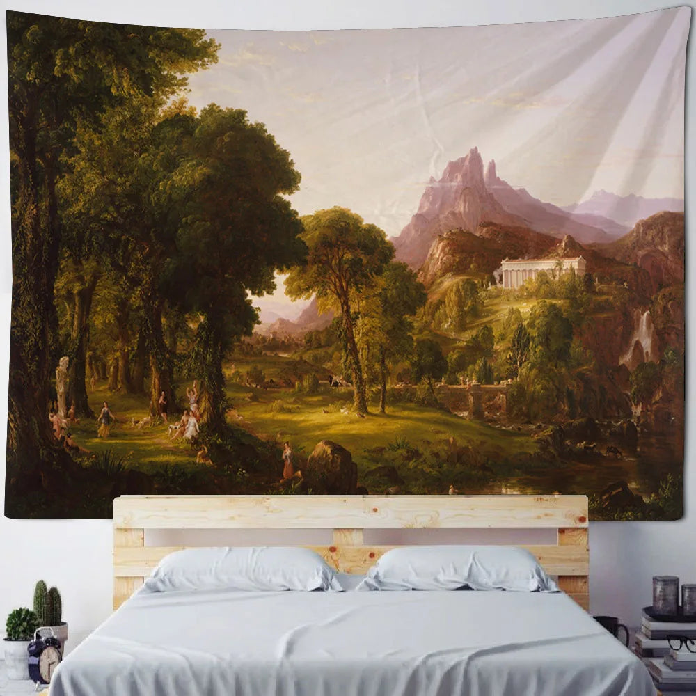 French Monet oil painting tapestry home landscape painting art wall hanging room decoration yoga mat sofa blanket bed sheet